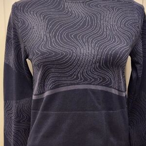 Z by Zella Navy Patterned Long Sleeve Crop Top